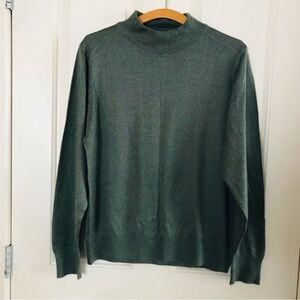 Mens Wool Blend Knit Sweater Cowl Neck Green Size Medium